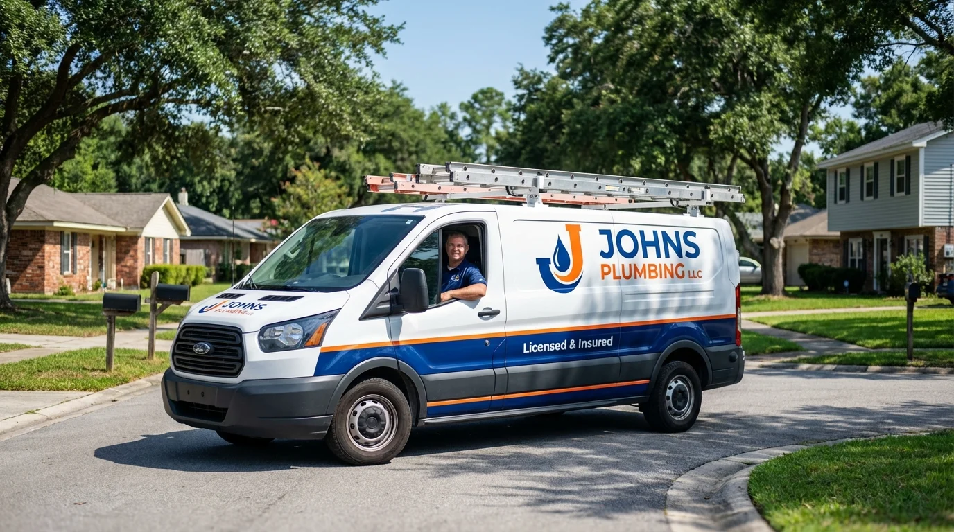 Johns Plumbing LLC service van in Ball Ground, GA