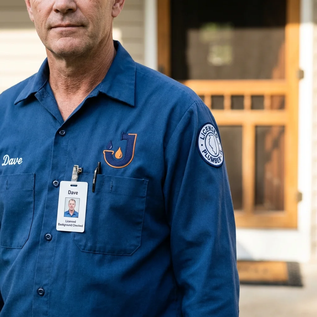 Licensed plumber showing ID badge in Ball Ground, GA