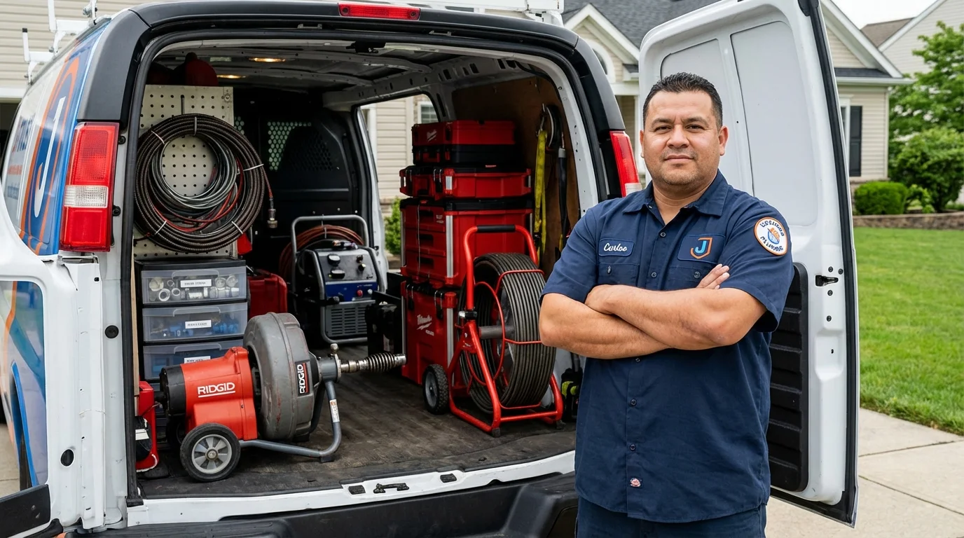 Professional drain cleaning equipment and Johns Plumbing LLC plumber in Ball Ground