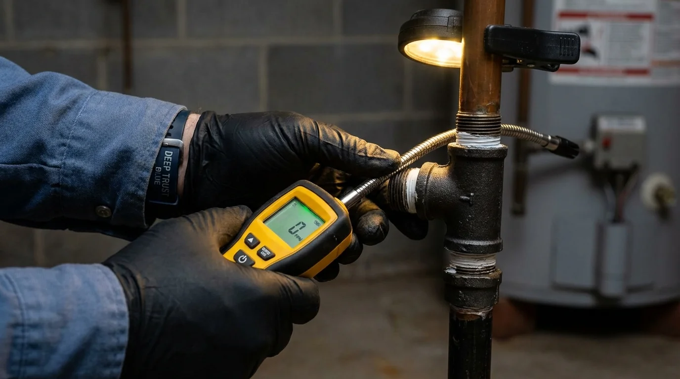 Gas leak detection with electronic sniffer by Johns Plumbing LLC in Ball Ground