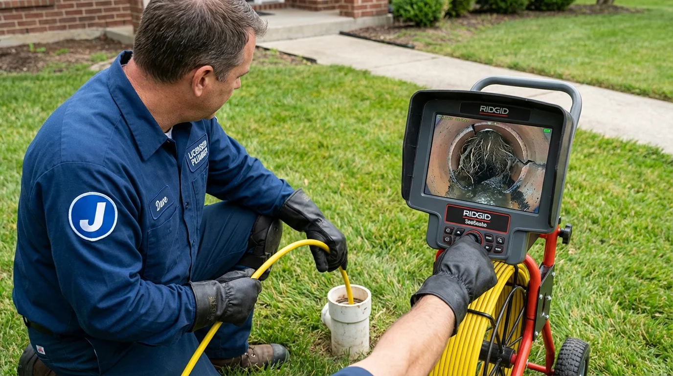 Sewer camera inspection being performed by Johns Plumbing LLC in Ball Ground